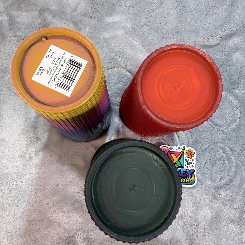 Starbucks 24 oz Tumbler Studded Matte Gray Blue Pink Yellow Ombre Red Lot of‎ 3 - Picture 5 of 7